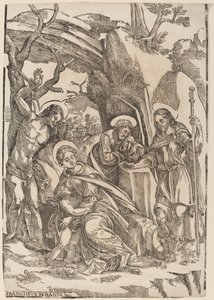 The Holy Family with Saint Sebastian and Saint Roch by Francesco Denanto
