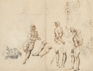Head of a Woman and Studies of a Male Nude by Francesco Fontebasso