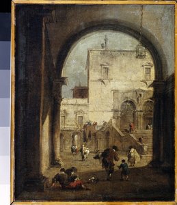 Venetian Capriccio: View of a Square and a Palace by Francesco Guardi