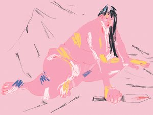 Pink Figure Bloodied Knife by Francesco Gulina