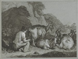 Shepherdess with Herd of Goats (Shepherd Scenes series) by Francesco Londonio