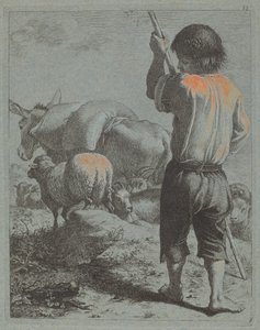 Shepherd with Donkey, Sheep and Goat by Francesco Londonio