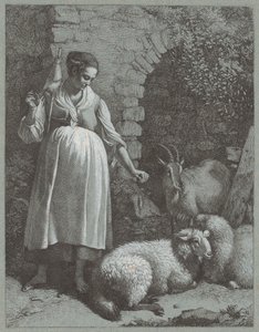 Woman Spinning Yarn by an Arch