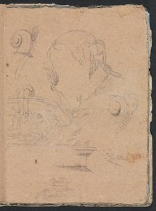 Verona Sketchbook: Architectural Motifs with Female Head, Page 45 by Francesco Lorenzi