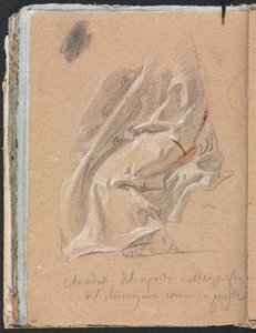Verona Sketchbook: Drapery study with foot and inscription (page 88)