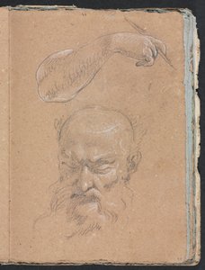 Verona Sketchbook: Head of a bearded man and right arm and hand (page 59) by Francesco Lorenzi
