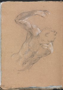 Verona Sketchbook: Male Nude with Upraised Right Arm (Page 32)