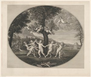 Putti Dancing Around a Tree by Francesco Rosaspina