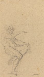 A Seated Nude Man Pointing to the Right by Francesco Solimena