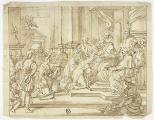 Pope Blessing Nun by Francesco Solimena