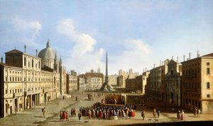The Piazza Navona, Rome, with a Commedia dell