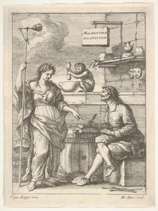A Monkey Working a Mortar and Pestle, Below Lorenzo Lippi Writing His Humorous... by Francesco Zuccarelli