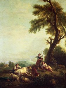 Landscape with Peasants Watching a Herd of Cattle by Francesco Zuccarelli