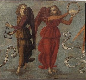 Angels Playing the Tambourine and Triangle (detail) by Francesco attr. to Botticini