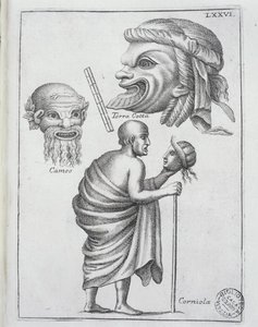 Masks used for classical dramas in ancient Rome by Francesco de Ficonori