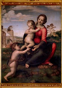 Virgin with Child and Saint John Baptist by Francesco di Cristofano Franciabigio