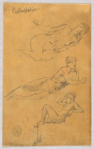 Three Sketches of Female Nudes by Francis Augustus Lathrop