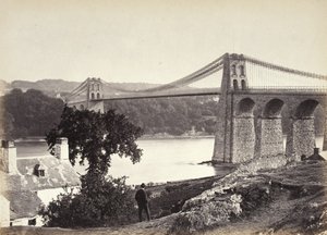 Bangor, Suspension Bridge, From Anglesey by Francis Bedford