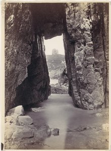 View Through Rocks of Tower On Hill by Francis Bedford