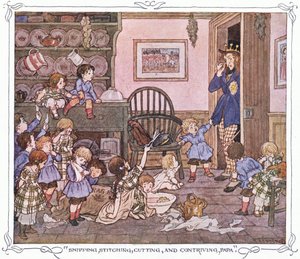 Snipping, Stitching, Cutting and Contriving, Papa, from The Magic Fishbone by Francis Donkin Bedford