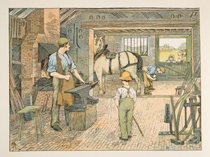 The Blacksmith, from Four and Twenty Toilers, published 1900 by Francis Donkin Bedford