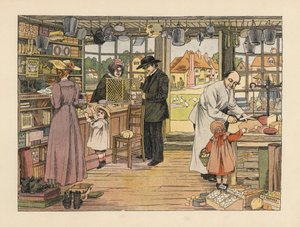 Victorian Customers Buying Ham, Books and Postal Orders at the Village Store