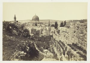 City Wall and Mosque of Omar, Jerusalem by Francis Frith