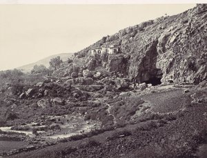 Principal Source of the Jordan, Flowing From a Cave Near Banias, ca. 1857 by Francis Frith