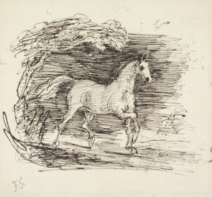 A Grey Horse trotting out of a Wood by Francis Grant