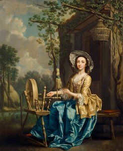 Girl on a Spinning Wheel by Francis Hayman
