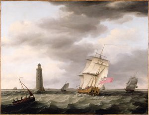A Man of War Passing the Eddystone Lighthouse, c.1773