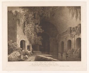 Two Draftsmen at the Nymphaeum of Egeria in the Caffarella Park near Rome by Francis Jukes