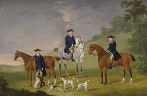 John Corbet, Sir Robert Leighton and John Kynaston with their Horses and Hounds by Francis Sartorius