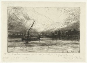 Sunset on the Thames by Francis Seymour Haden (Sir) (signed by artist)