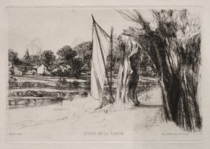 Thames Ditton - With a Sail by Francis Seymour Haden