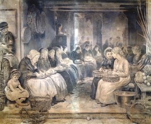 Covent Garden Scene - Women Workers Seated by Francis William Lawson