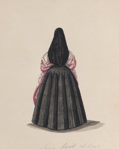 A woman wearing the saya viewed from behind, from a group of drawings, ca. 1848