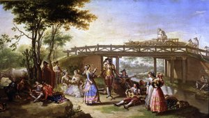 The Bridge of the Canal of Madrid (detail) by Francisco Bayeu y Subias