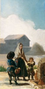 A Woman and Two Children by a Fountain by Francisco de Goya