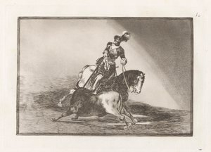 Charles V Spearing a Bull in the Ring at Valladolid, Plate 10 from La Tauromaquia by Francisco de Goya