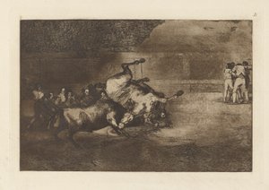 Horse Thrown by a Bull, Plate B from La tauromaquia (third edition) by Francisco de Goya