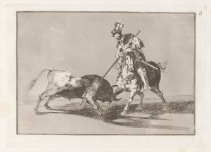 The Cid Campeador Spearing Another Bull, Plate 11 from La tauromaquia by Francisco de Goya