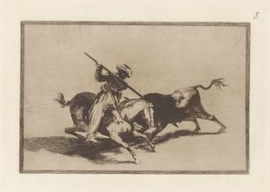 The Spirited Moor Gazul is the First to Spear Bulls According to the Rules, Plate 5 from La tauromaquia by Francisco de Goya