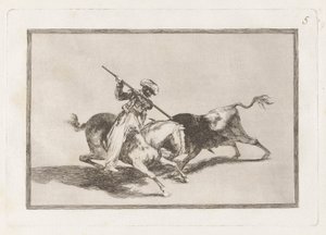 The Spirited Moor Gazul Is the First to Spear Bulls According to the Rules by Francisco de Goya