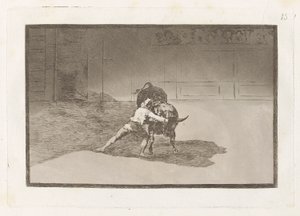 The Famous Martincho Places the Banderillas Playing the Bull with the Movement of his Body, Plate 15 from La tauromaquia by Francisco de Goya