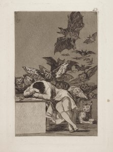 The Sleep of Reason Produces Monsters, pl. 43 from the series Los Caprichos by Francisco de Goya