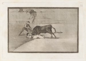 The Unlucky Death of Pepe Illo in the Ring at Madrid, Plate 33 from La Tauromaquia by Francisco de Goya