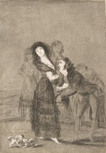Plate 27 from Los Caprichos: Which of them is the more overcome, 1799 by Francisco de Goya