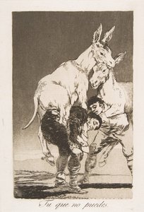 Plate 42 from Los Caprichos: Thou Who Canst Not by Francisco de Goya