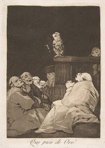 Plate 53 from Los Caprichos: What a golden beak! by Francisco de Goya